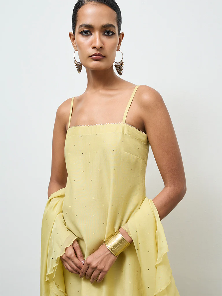 Vark Yellow Embellished Ethnic Set - Image 3