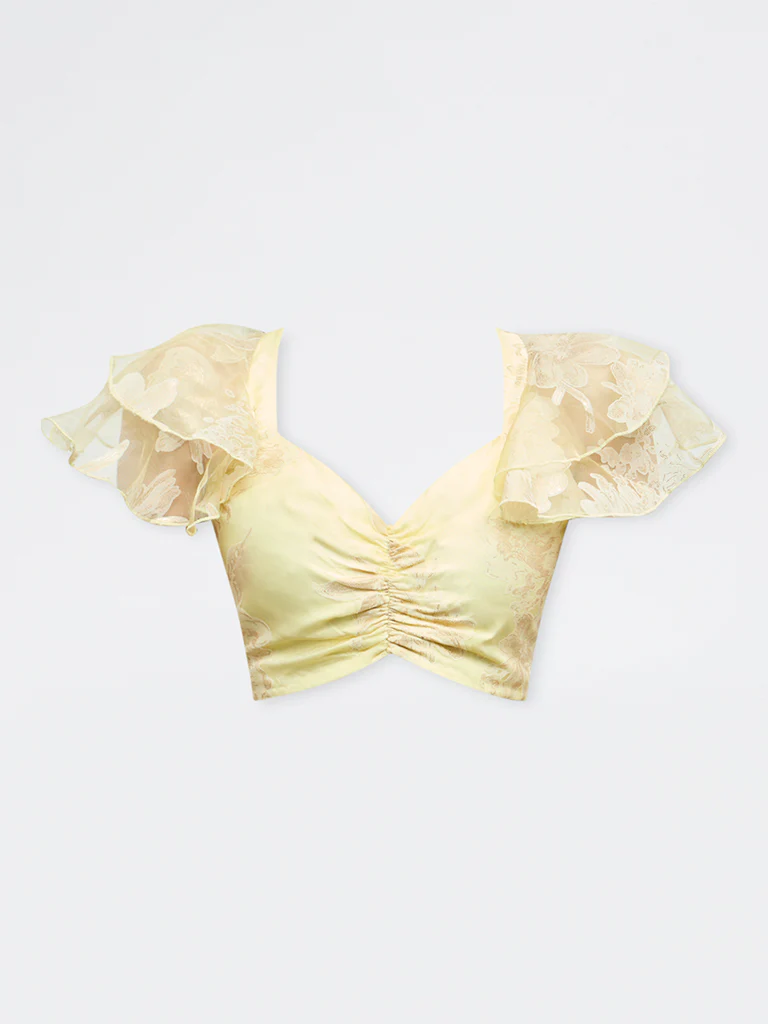 Vark Yellow Floral Ruched Top - Image 5