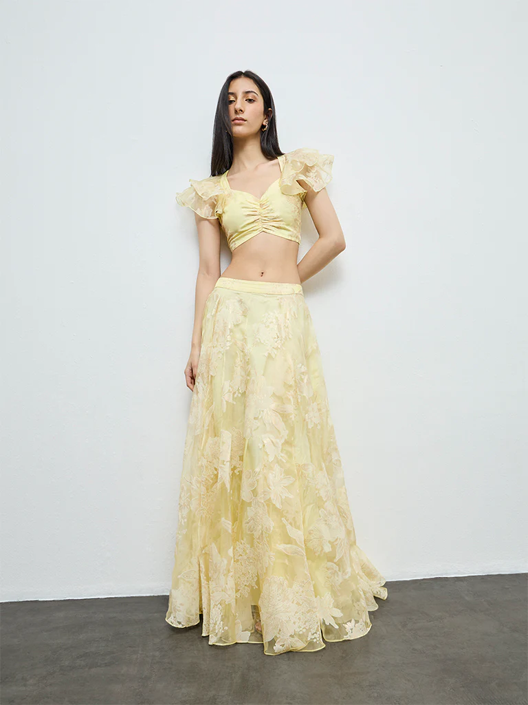 Vark Yellow Floral Skirt