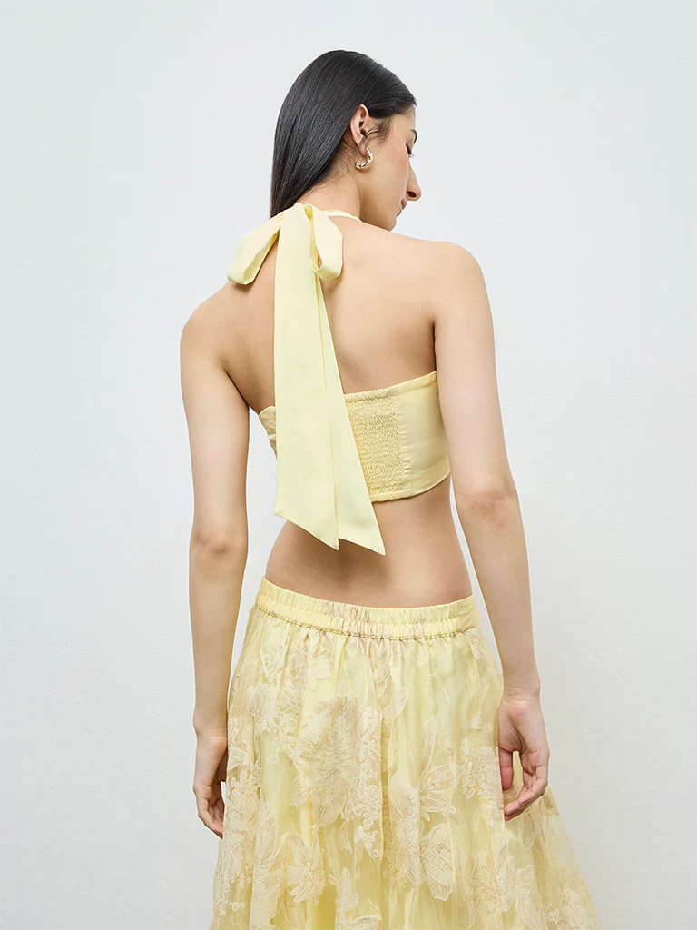 Vark Yellow Geometric Embroidered Top - Image 4
