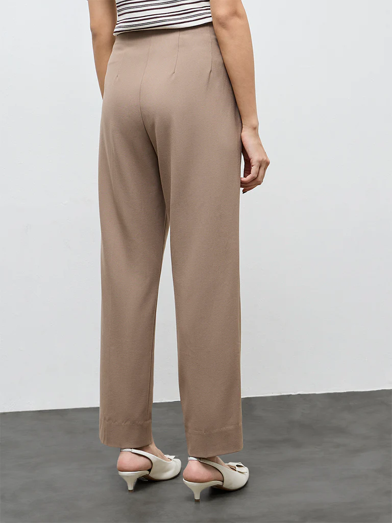Wardrobe Beige High-Rise Trousers - Image 5