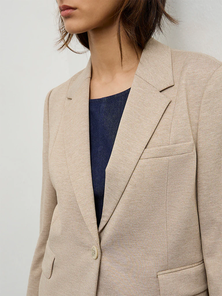 Wardrobe Beige Solid Blazer - Image 3