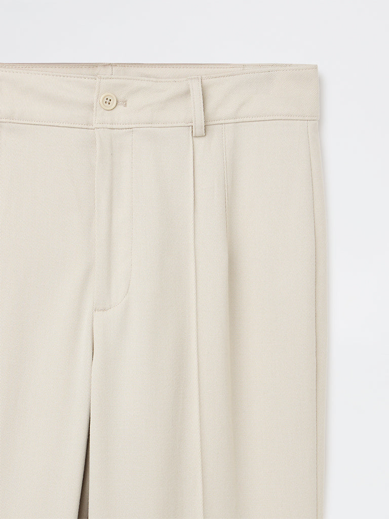 Wardrobe Beige Solid High-Rise Trousers - Image 3