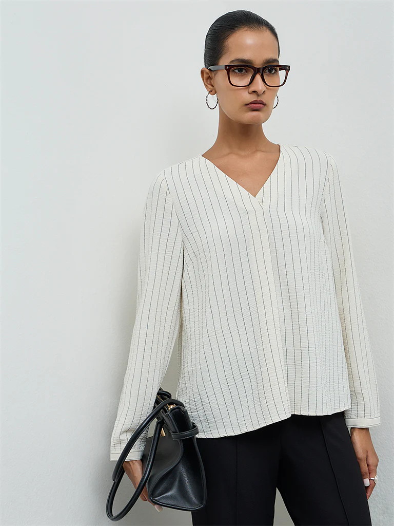 Wardrobe Beige Striped Blouse