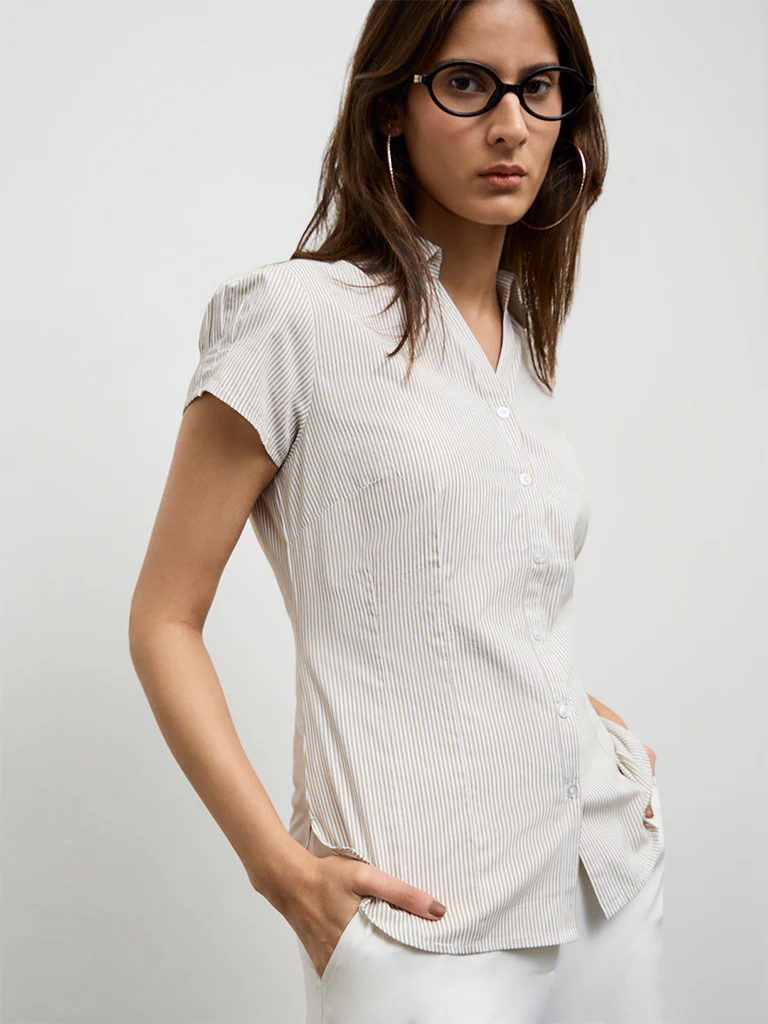 Wardrobe Beige Striped Shirt - Image 2