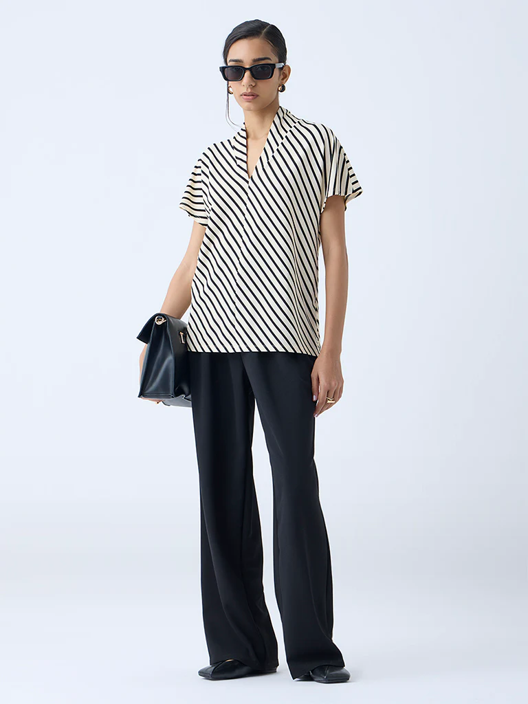 Wardrobe Beige Striped Top - Image 2