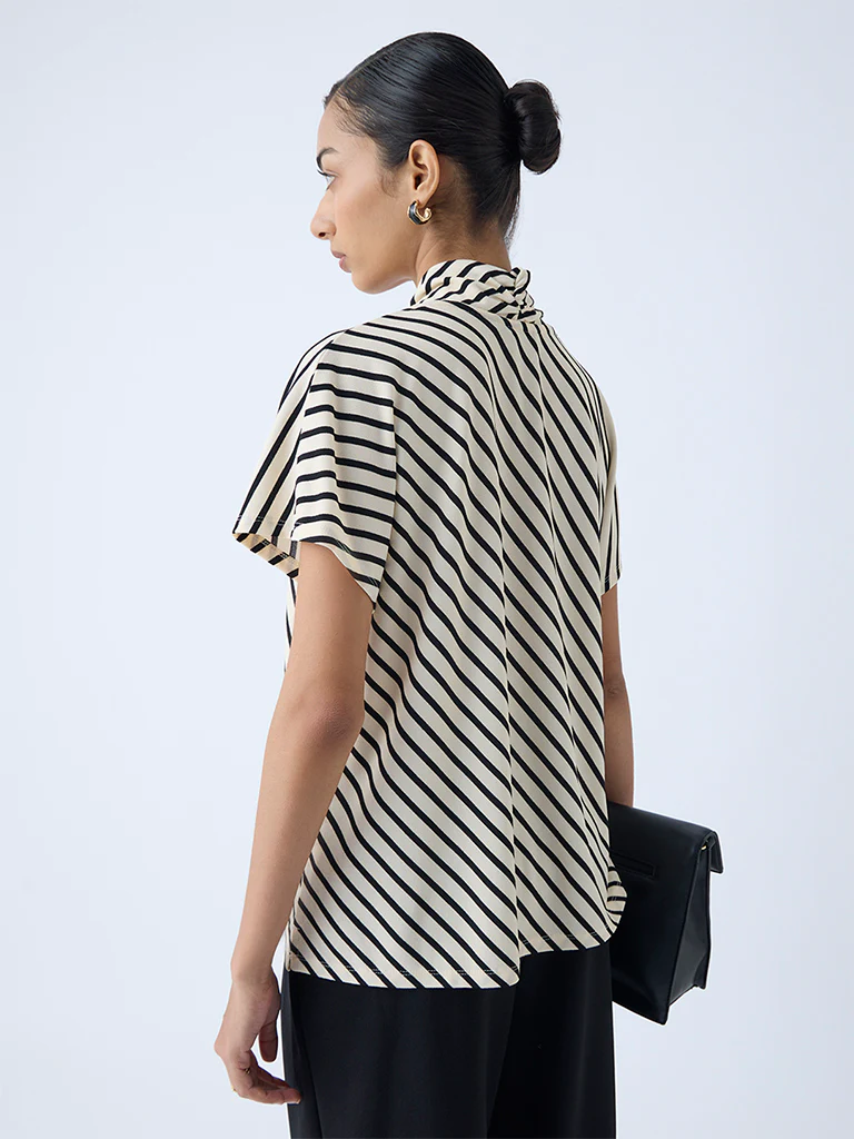 Wardrobe Beige Striped Top - Image 4