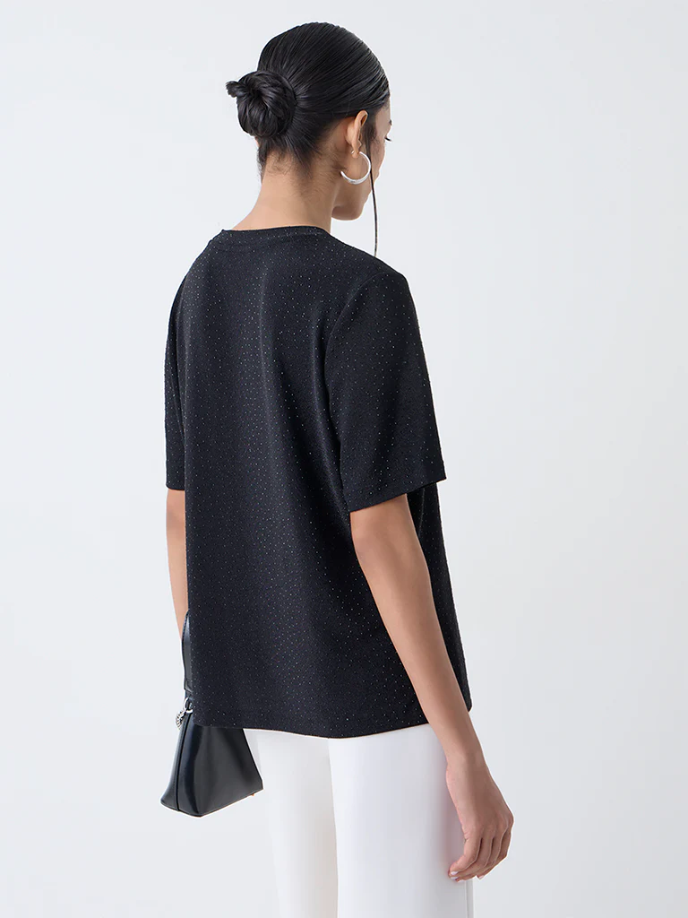 Wardrobe Black Embellished T-Shirt - Image 4