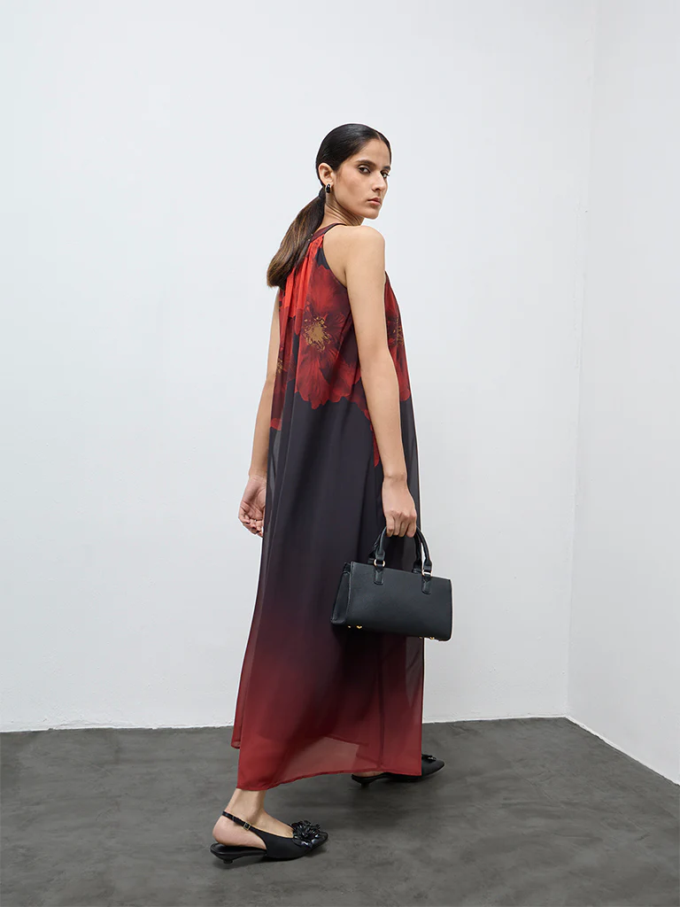 Wardrobe Black Floral Pattern A-Line Dress - Image 4