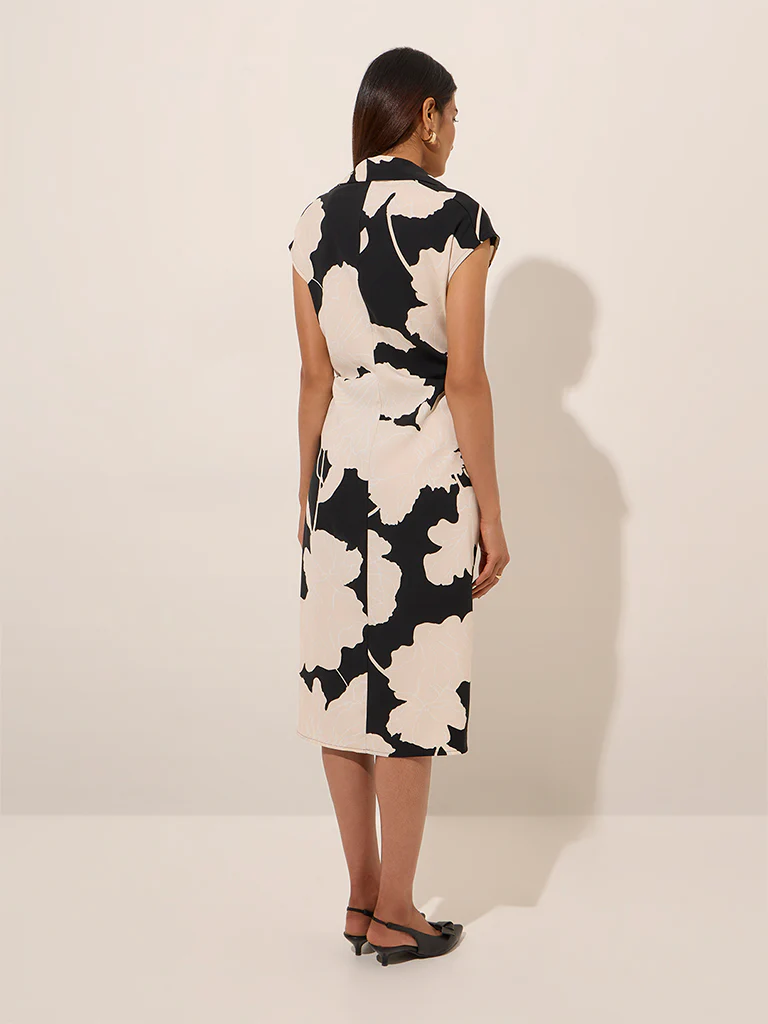 Wardrobe Black Floral Printed Straight Dress - Image 4