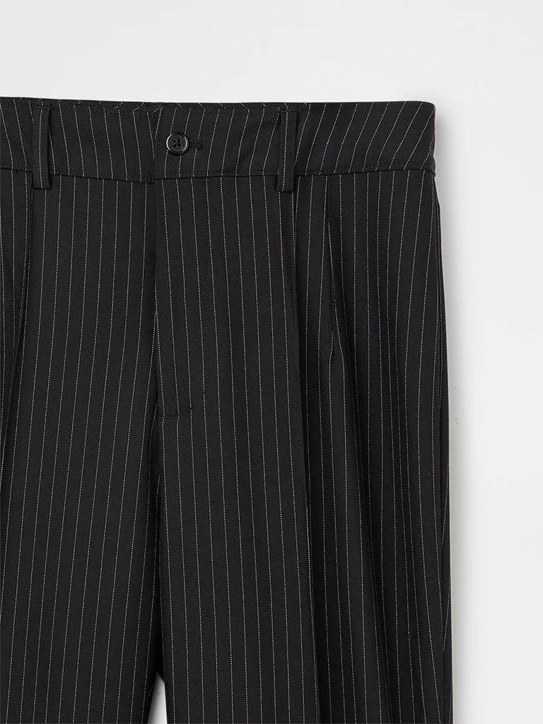 Wardrobe Black Pinstriped High-Rise Trousers - Image 5
