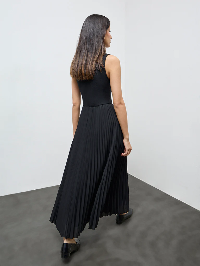 Wardrobe Black Pleated A-Line Dress - Image 4