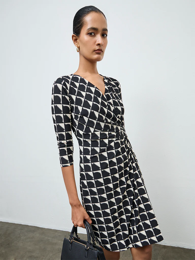 Wardrobe Black Printed A-Line Dress - Image 2