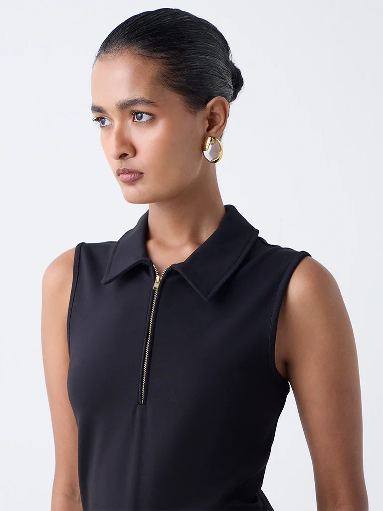 Wardrobe Black Quarter-Zip Shirt Dress - Image 3