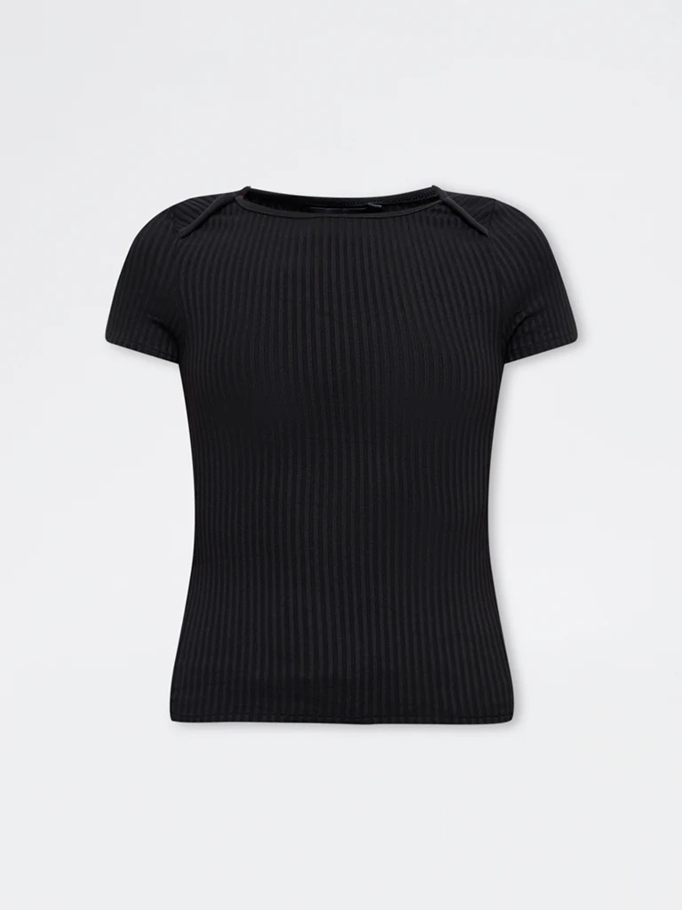 Wardrobe Black Ribbed-Textured Top - Image 5