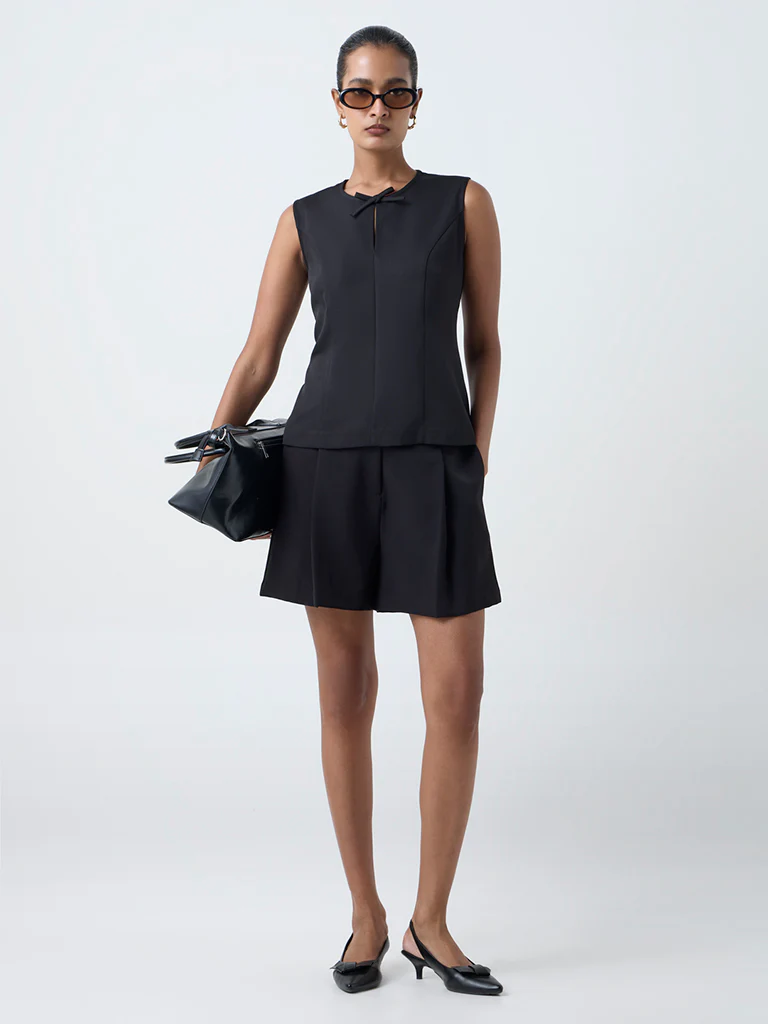 Wardrobe Black Solid Cotton Top