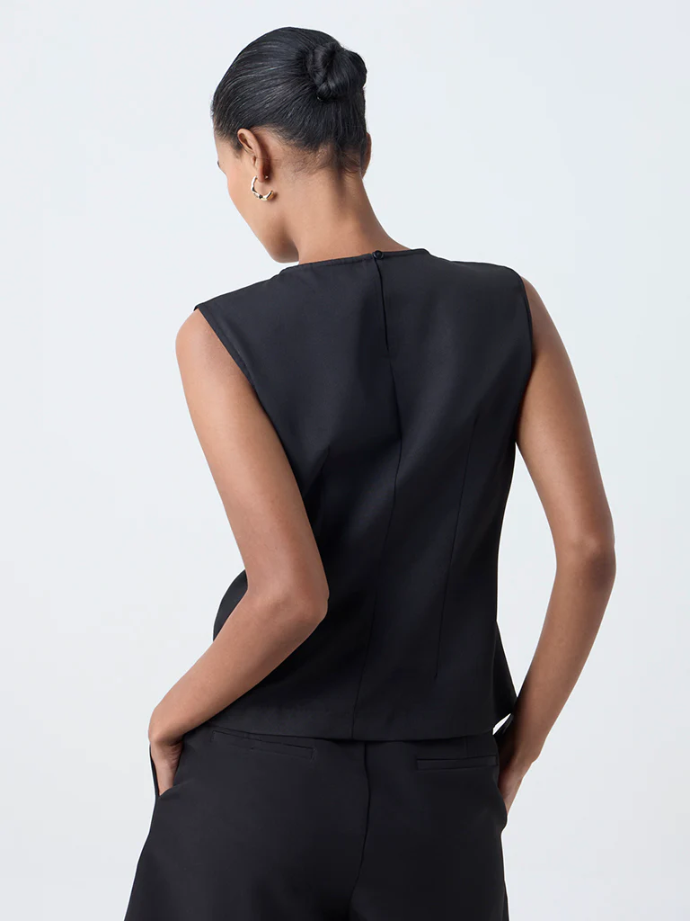 Wardrobe Black Solid Cotton Top - Image 4