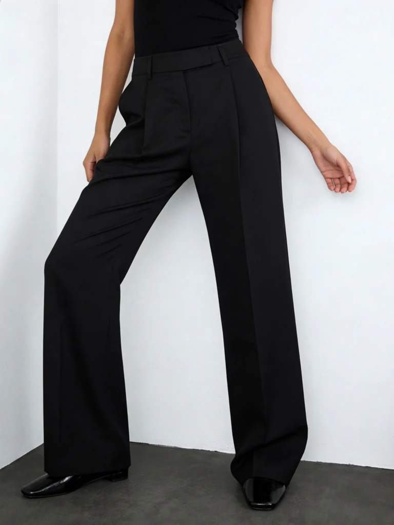 Wardrobe Black Solid High-Rise Trousers - Image 2