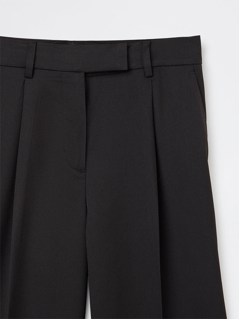 Wardrobe Black Solid High-Rise Trousers - Image 7
