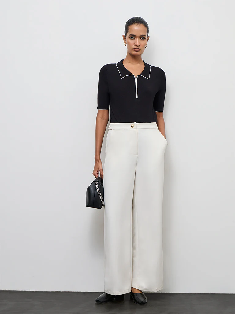 Wardrobe Black Solid Quarter-Zip Top - Image 2