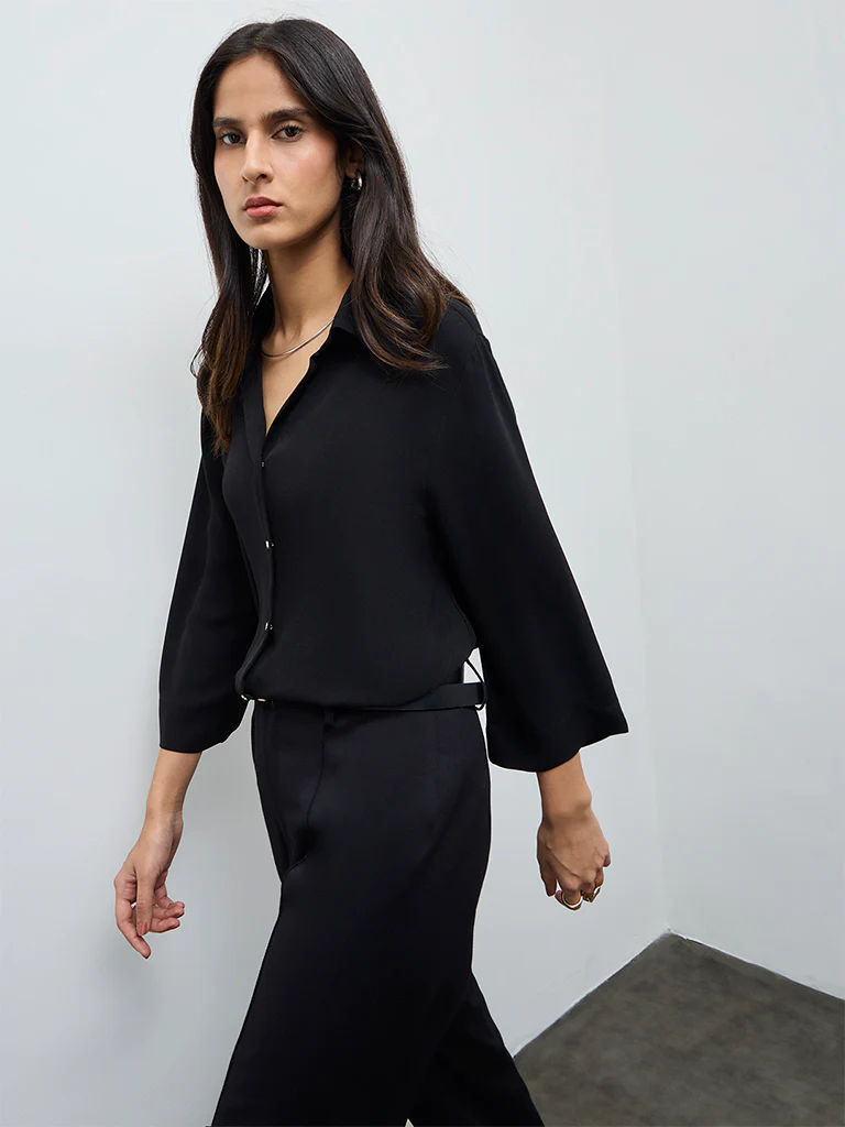 Wardrobe Black Solid Shirt