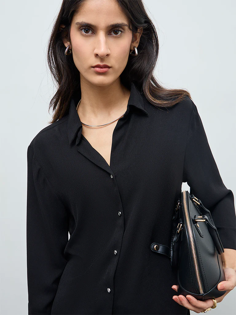 Wardrobe Black Solid Shirt - Image 3