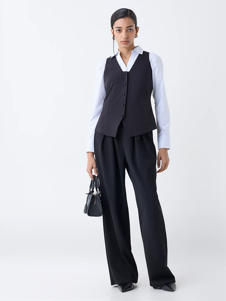 Wardrobe Black Solid Waistcoat - Image 2