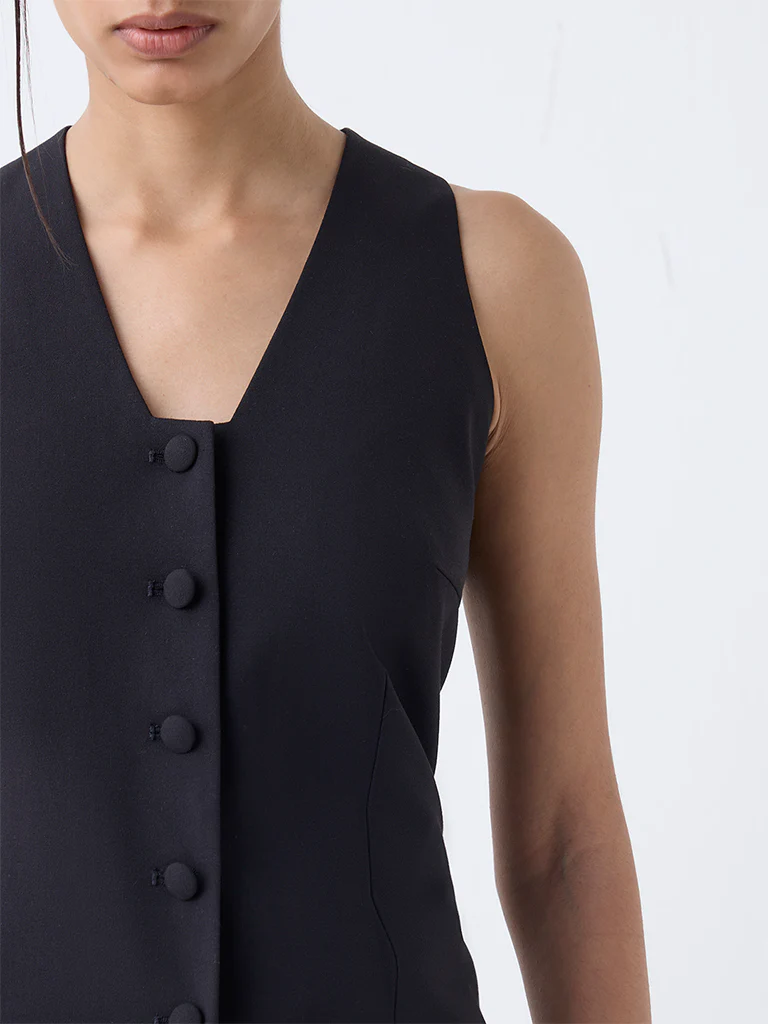Wardrobe Black Solid Waistcoat - Image 3