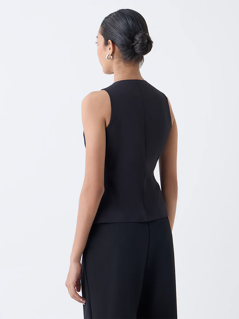 Wardrobe Black Solid Waistcoat - Image 4