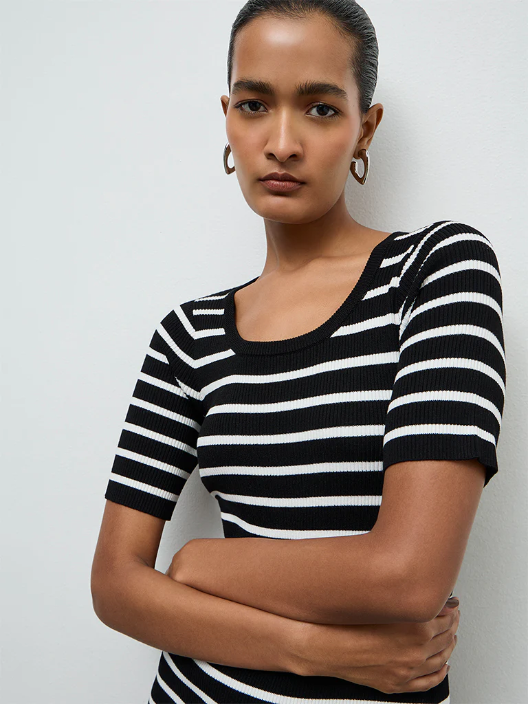 Wardrobe Black Striped Bodycon Dress - Image 3