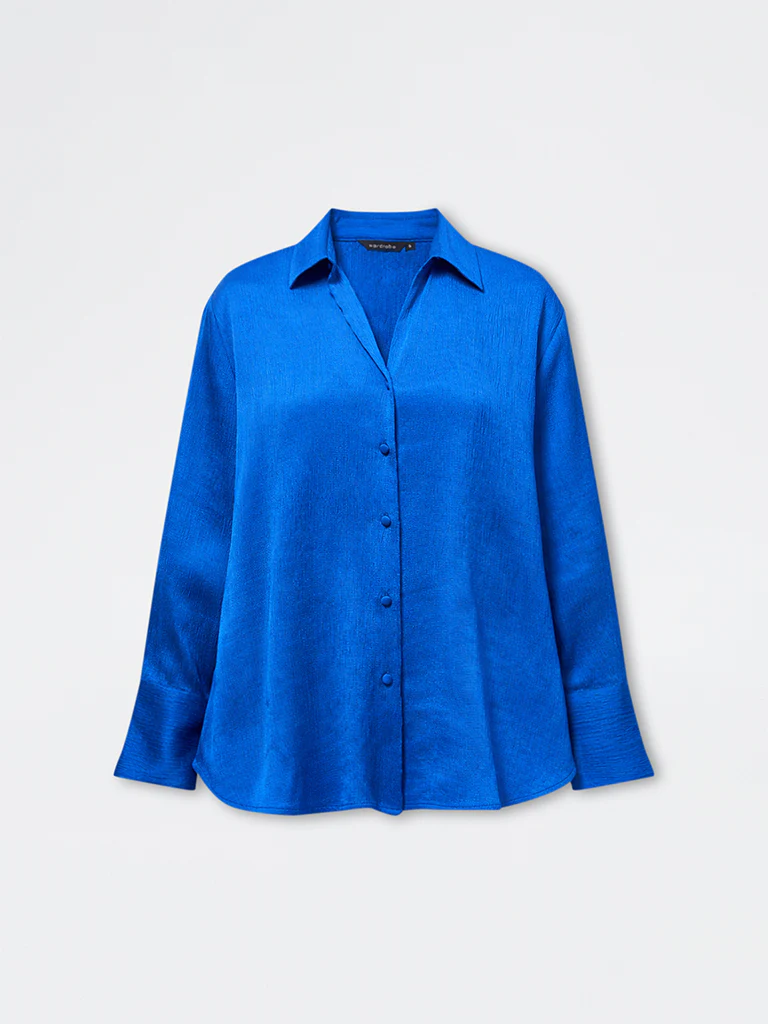 Wardrobe Blue Crinkle-Texture Shirt - Image 5