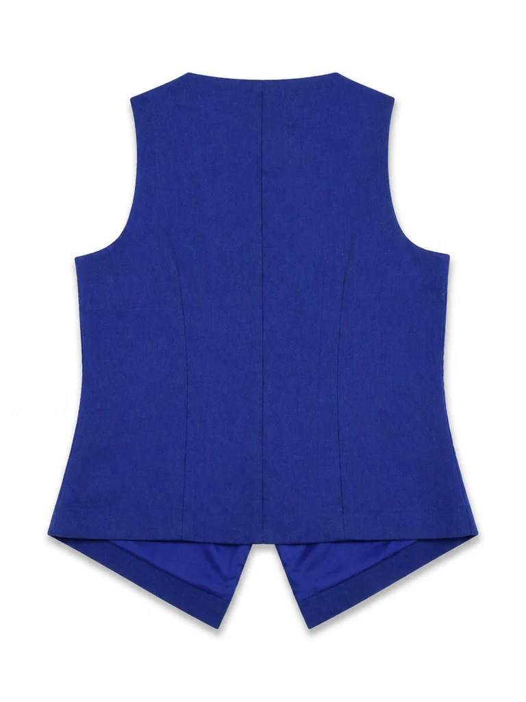 Wardrobe Blue Linen Blend Waistcoat - Image 6