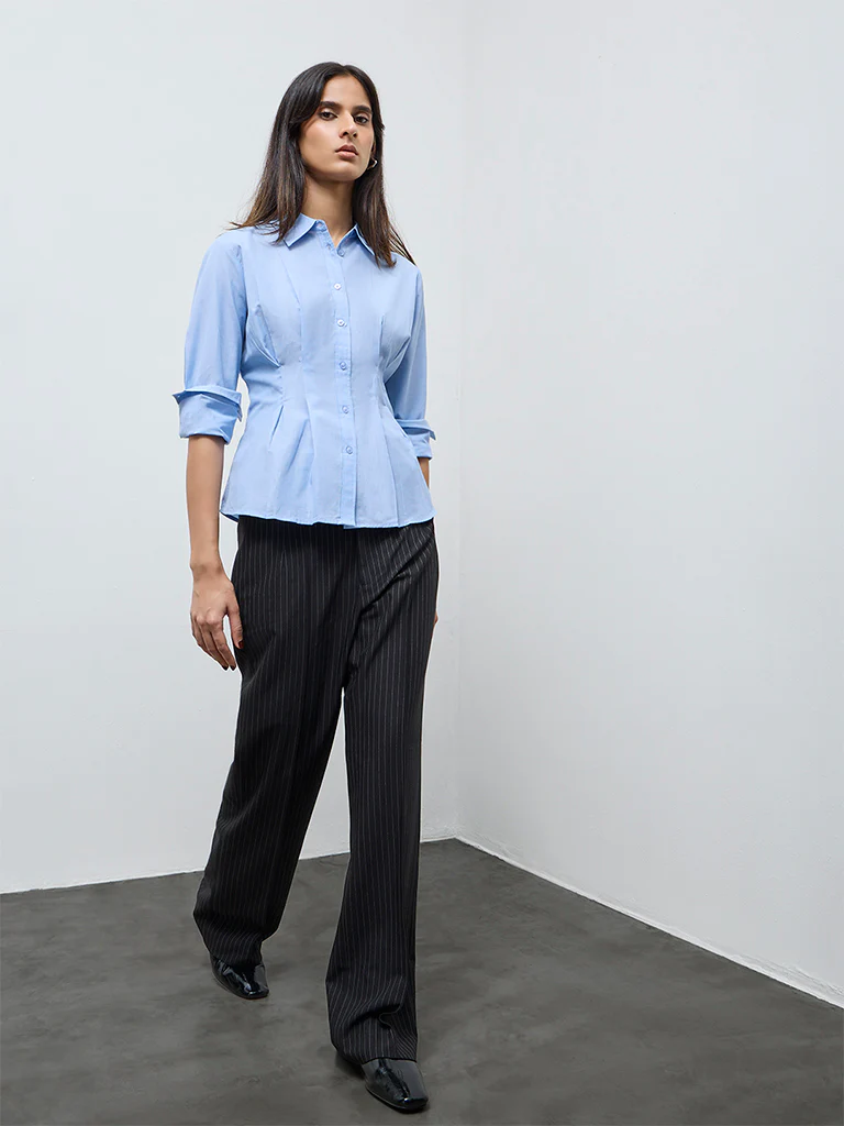 Wardrobe Blue Pleated Blouse - Image 2