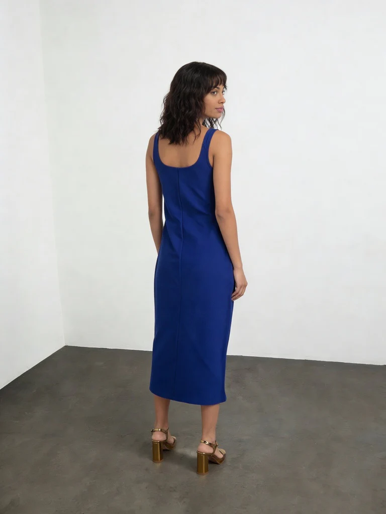 Wardrobe Blue Ruched Detail Midi Bodycon Dress - Image 4