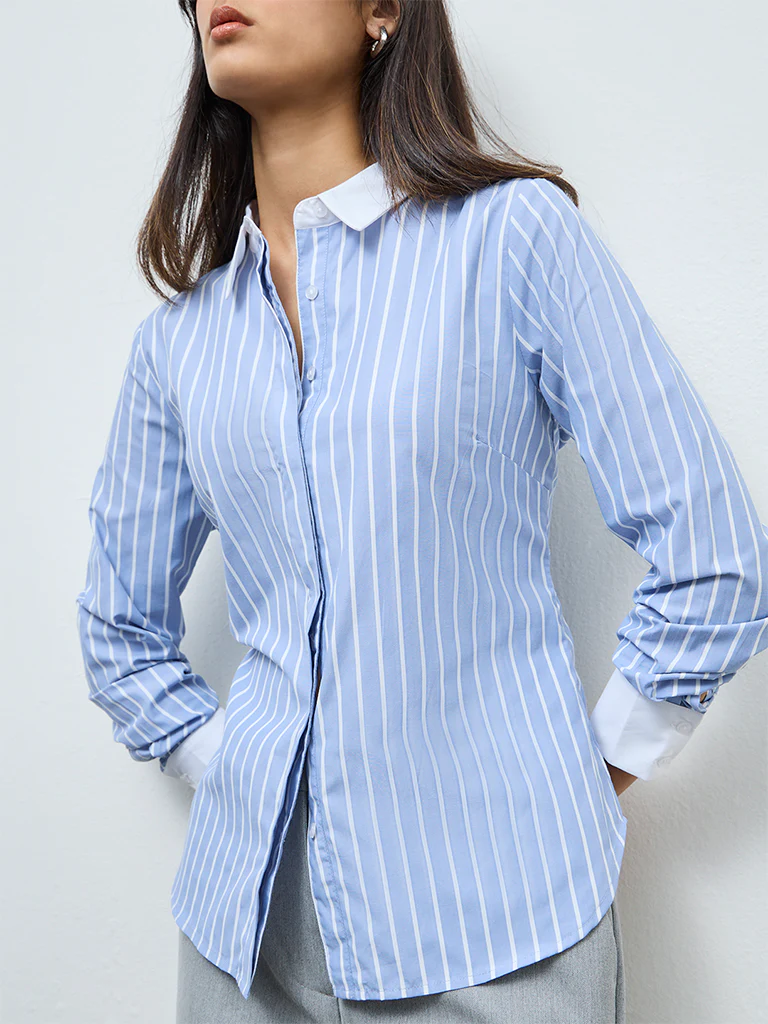 Wardrobe Blue Stripe Shirt - Image 3