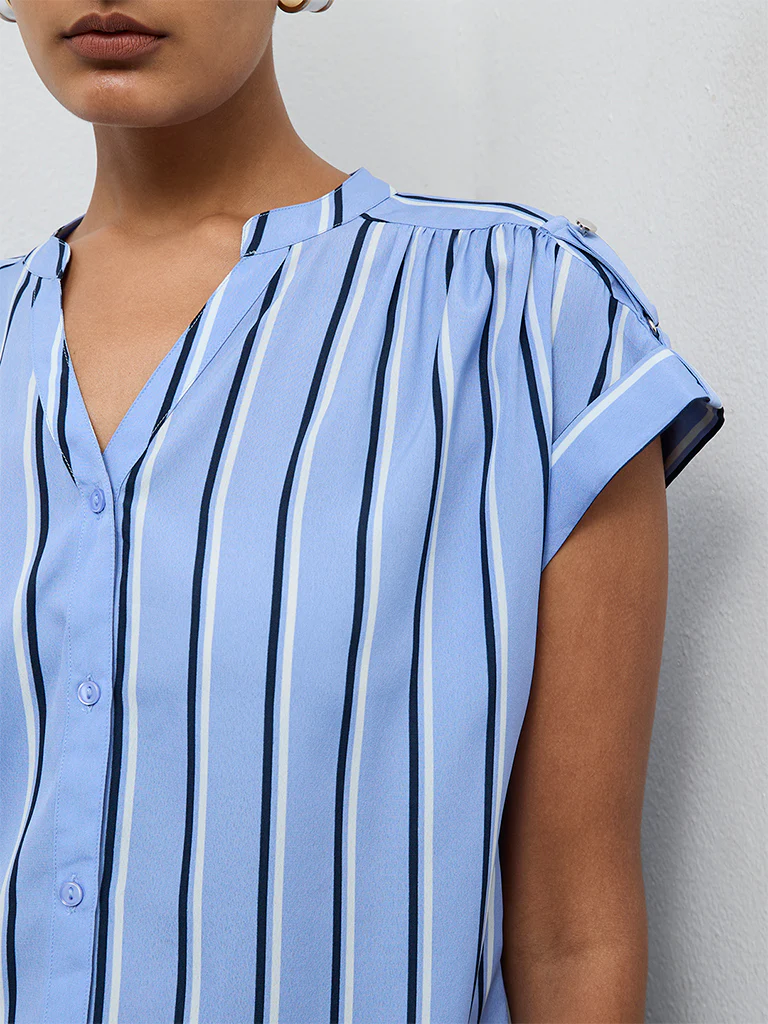 Wardrobe Blue Striped Blouse - Image 3