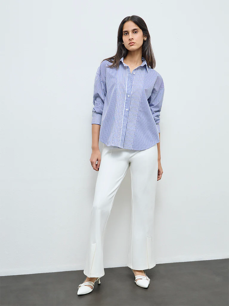 Wardrobe Blue Striped Cotton Shirt - Image 2