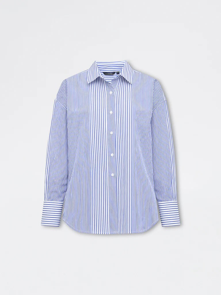 Wardrobe Blue Striped Cotton Shirt - Image 5