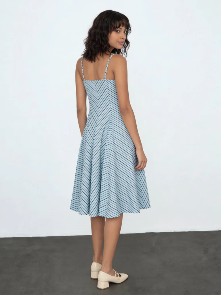Wardrobe Blue Striped Pattern A-Line Dress - Image 3