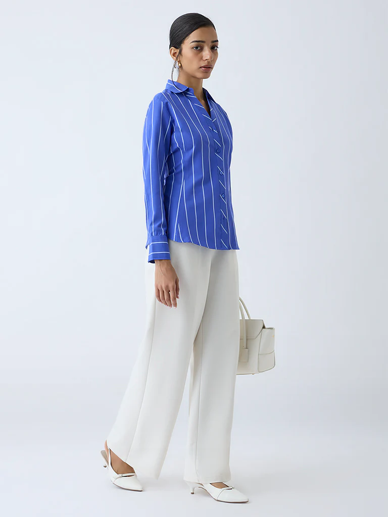 Wardrobe Blue Striped Shirt - Image 2