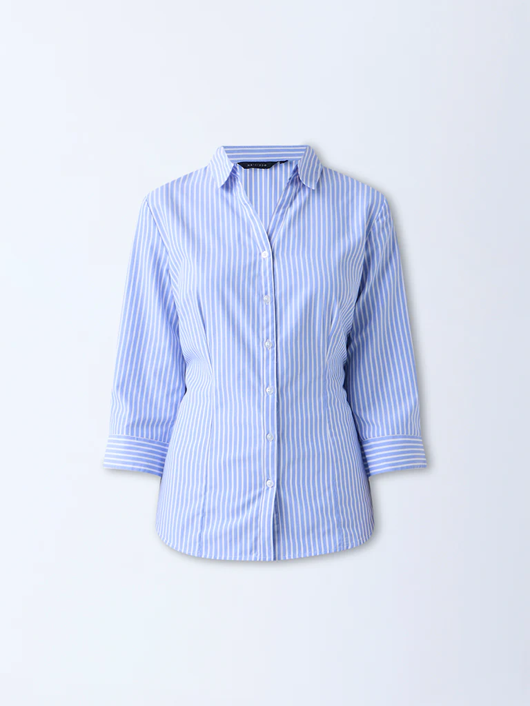 Wardrobe Blue Striped Shirt - Image 5