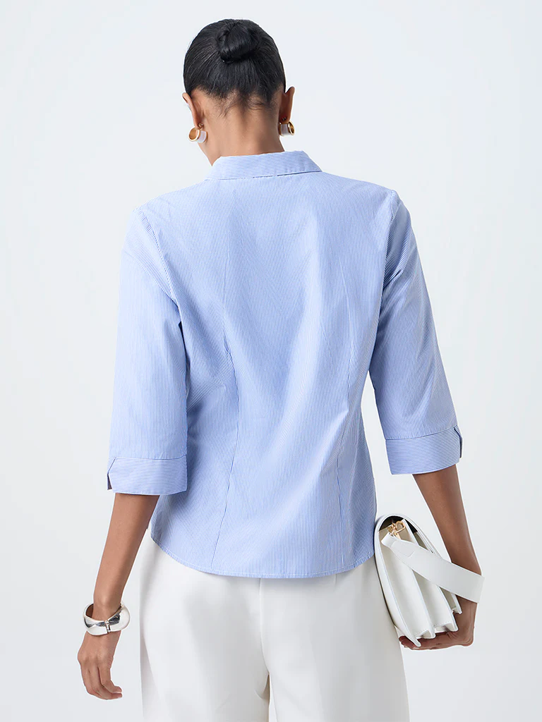 Wardrobe Blue Striped Shirt - Image 4