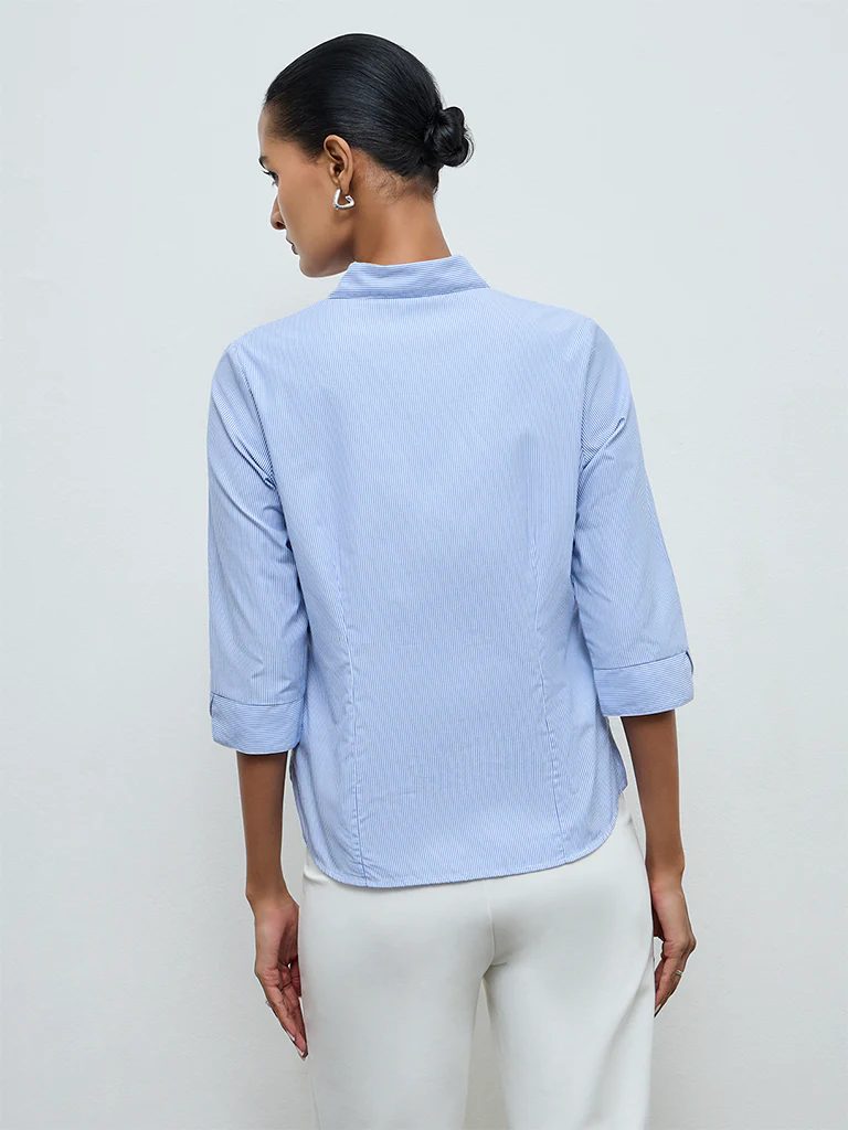 Wardrobe Blue Striped Shirt - Image 4