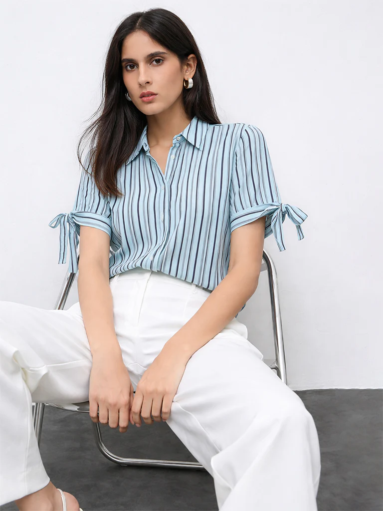 Wardrobe Blue Striped Shirt - Image 2