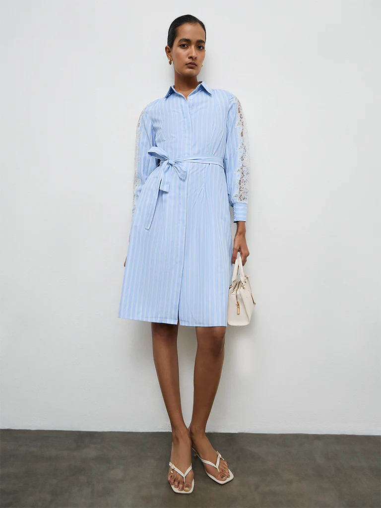 Wardrobe Blue Striped Shirt Dress