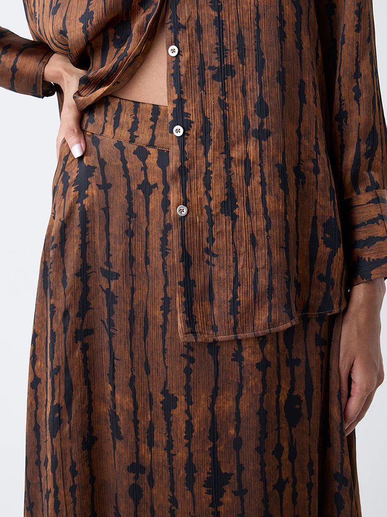 Wardrobe Brown Abstract Pattern High-Rise Skirt - Image 3