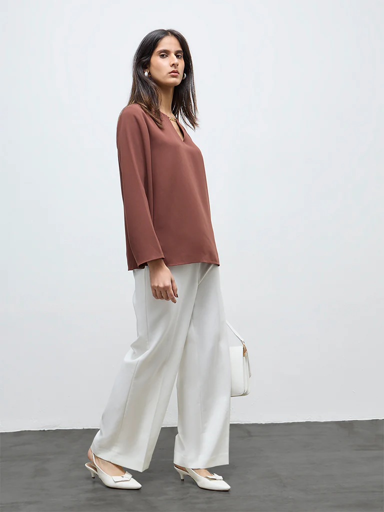 Wardrobe Brown Chain-Detail Blouse - Image 2