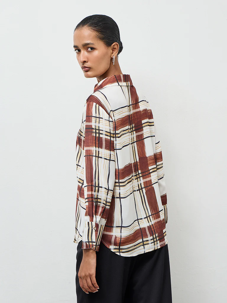 Wardrobe Brown Checks Detailed Shirt - Image 4