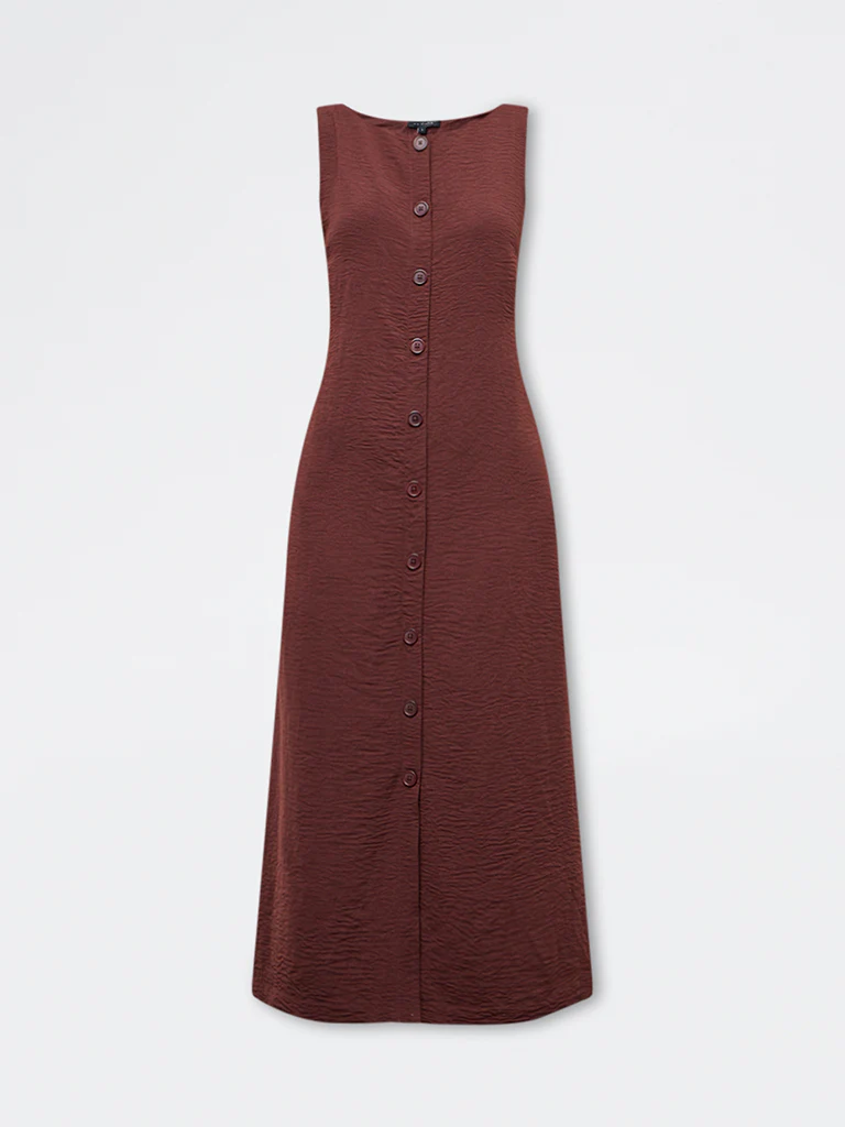 Wardrobe Brown Crinkle-Textured A-Line Dress - Image 5