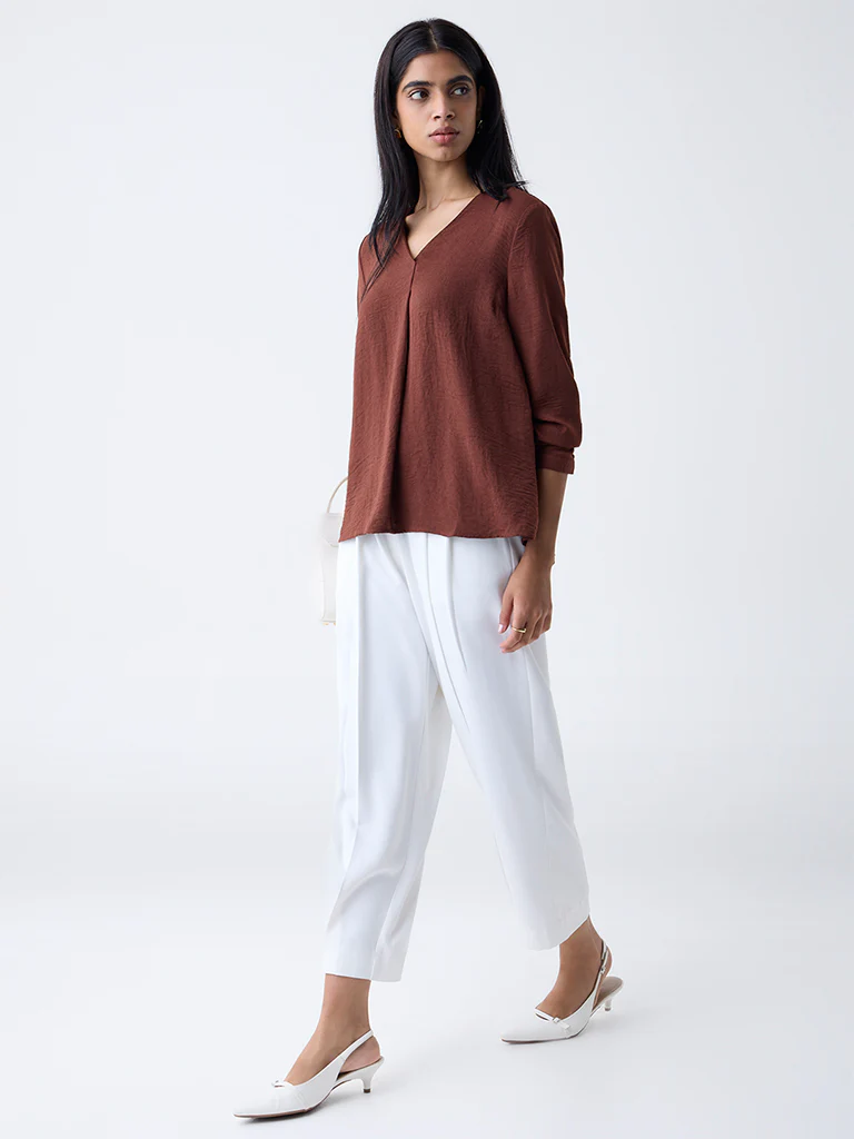 Wardrobe Brown Crinkled Blouse - Image 2